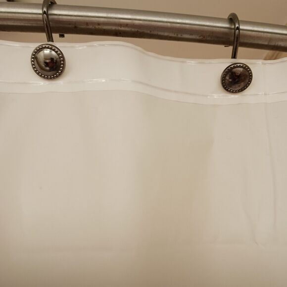 10 Shower Curtain Hooks LUXE Decor Button Style Polished Gunmetal Dark PRETTY! - Picture 12 of 14